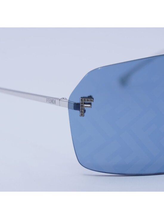 Fendi FE4121US 16V Sunglasses Palladium Shield Frame, Blue Lenses
